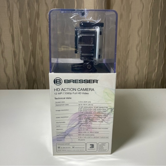 Bresser HD Action Camera 1080P Full HD Camera, Waterproof Case, Memory Card NIB! - Picture 3 of 14